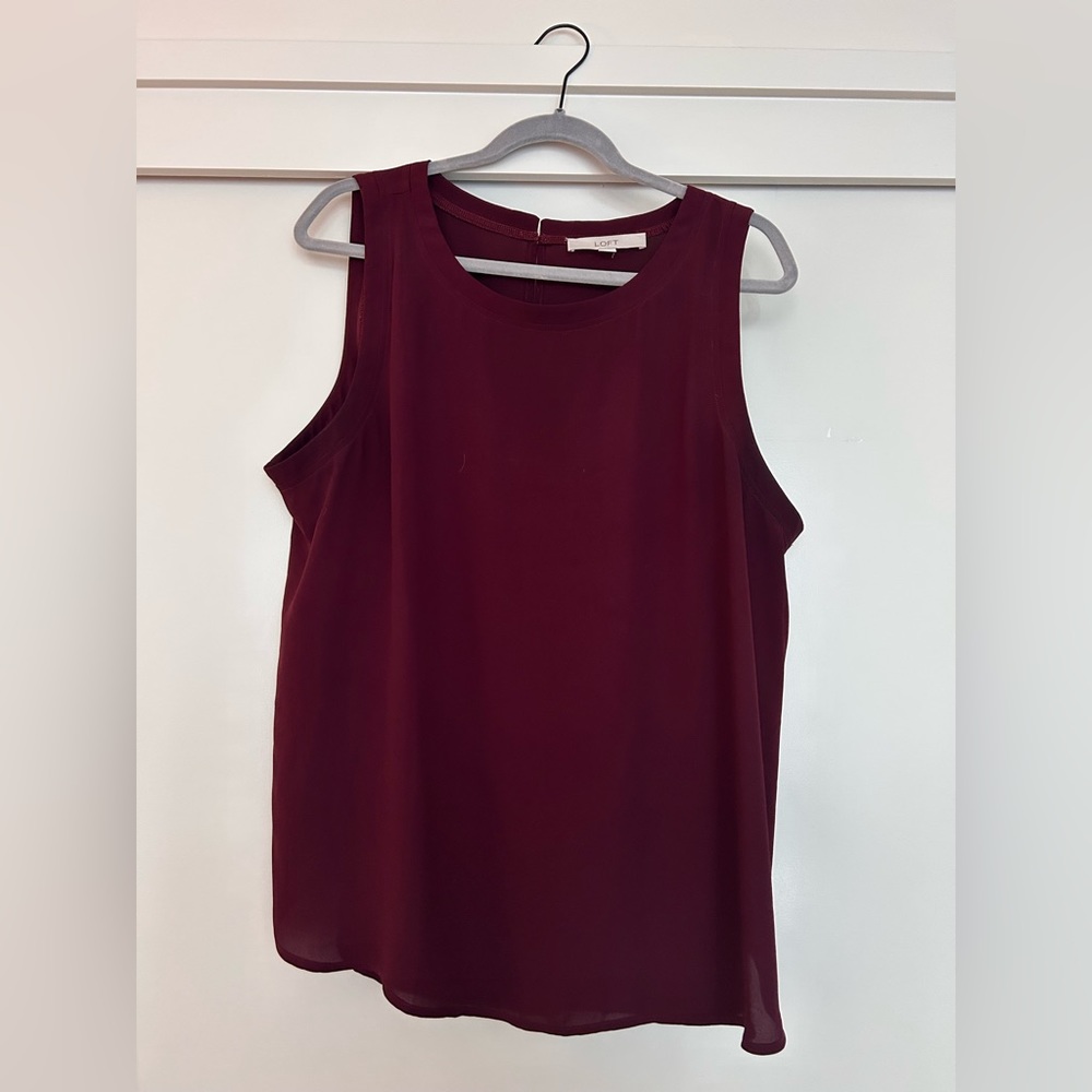 Loft Maroon Sleeveless Blouse XL